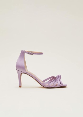 Phase Eight Purple Satin Open Toe Heels Purple Canada | JRWBHZ-790